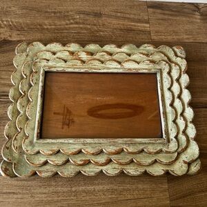 Scolloped wooden picture frame boho cottage